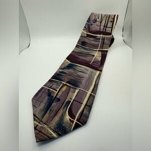 Pierre Cardin Abstract Tie - Purple and Beige